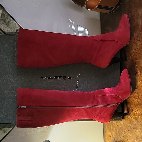 SUEDE VIA SPIGA SHANTI WINE BOOTS - Picture 2 of 13